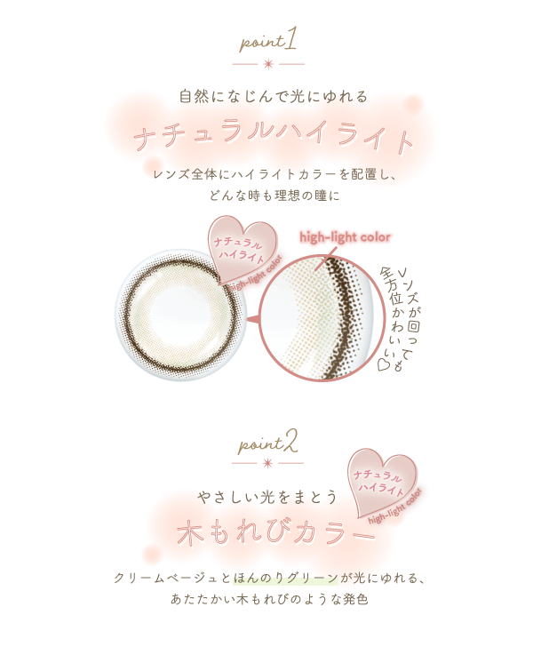 Point1: ナチュラルライト, Point2: 木もれびカラー
